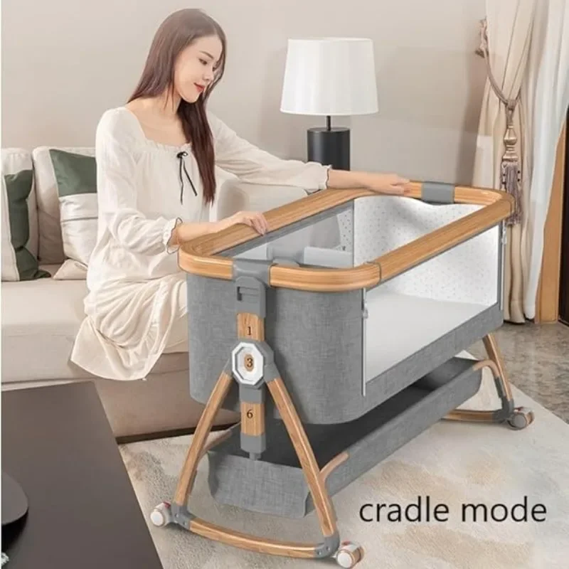 Die Cast Foldable Baby Crib Movable Portable Cradle Bed Load-bearing Baby Fence Baby Nest with Changing Table for Infant Toddler