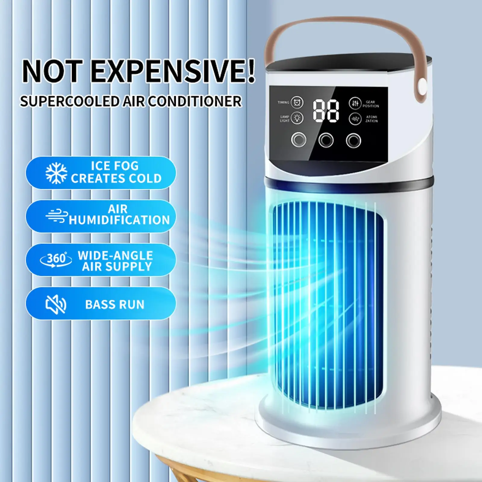 Water Cooling Fan Air Conditioner Adjustable Speeds Timer Personal Fan Air Cooler With Humidifier For Bedroom Living Room Office