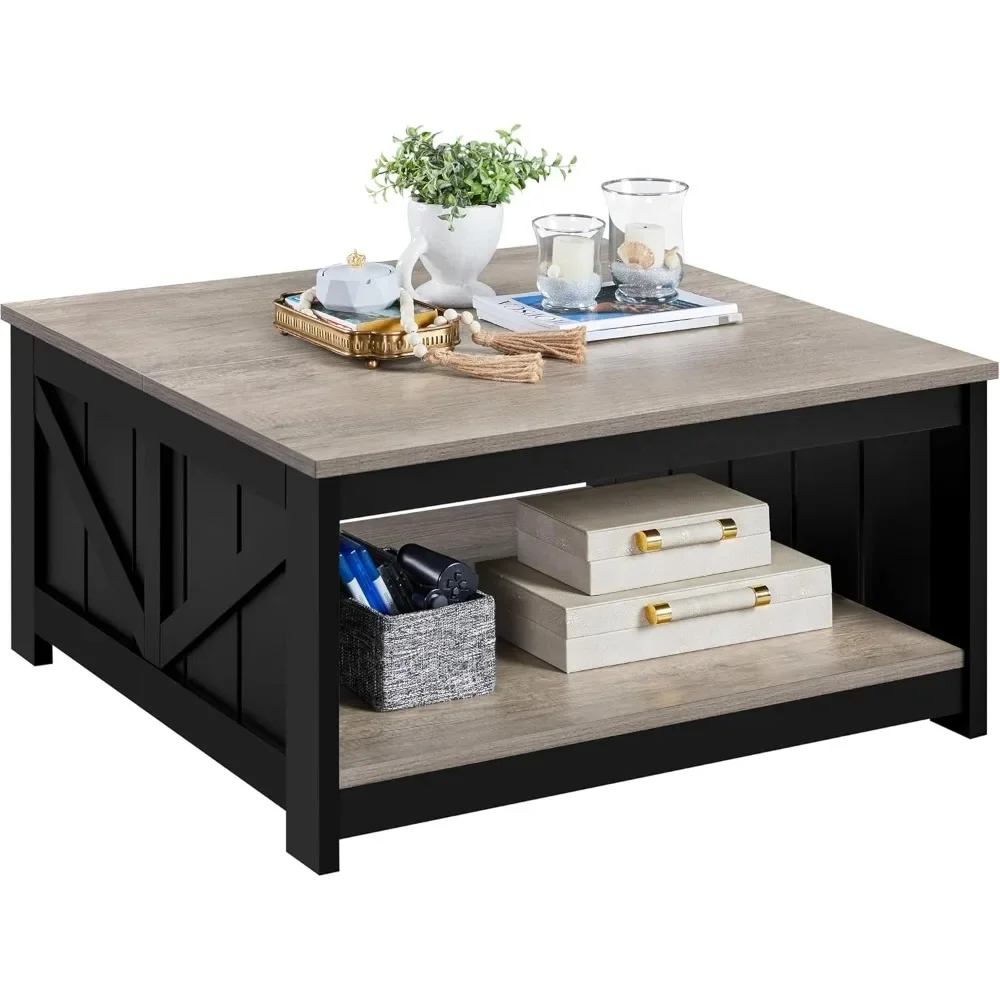 

Скандинавский минималистичный деревянный квадратный журнальный столик 35,4 дюйма с открытой полкой для хранения, для гостиной, фермерского дома