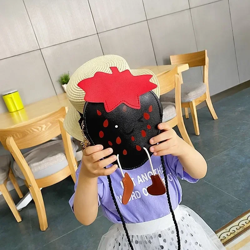 Crianças menina dos desenhos animados morango pequena bolsa de ombro bonito frutas armazenamento crossbody sacos do mensageiro crianças sacos elípticos