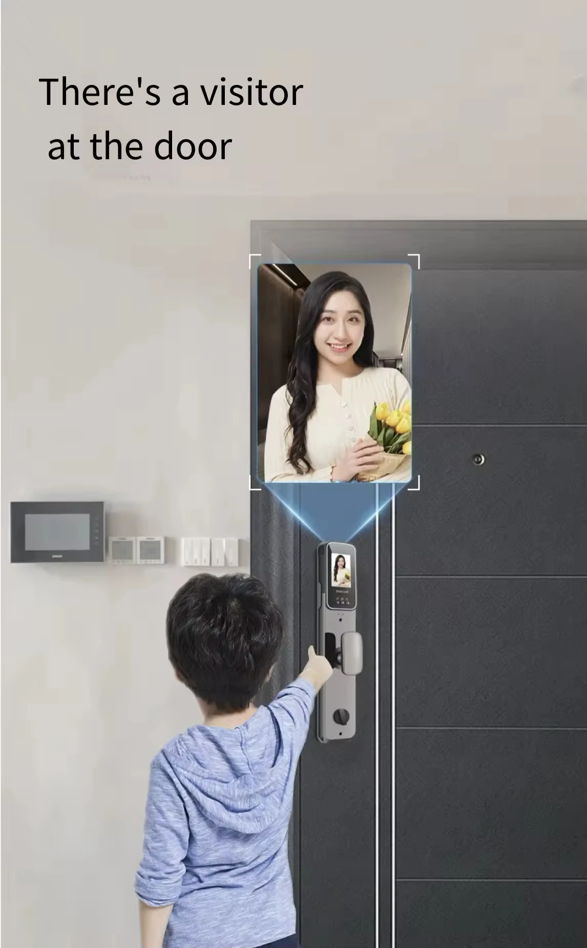 WiFi Video Visual Intercom Smart Lock Electronic Face Recognition & Fingerprint Multilingual Voice Electronic Lock Camera Screen