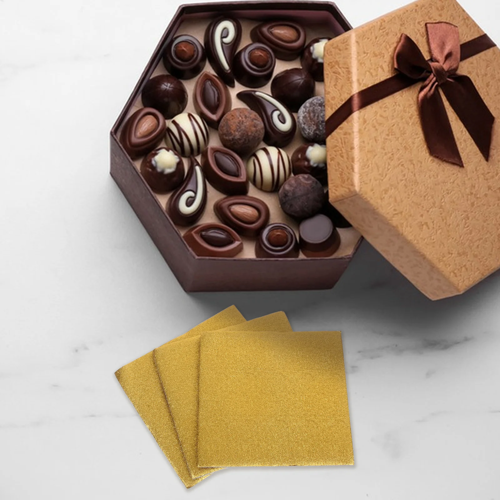 

300Pcs Golden Aluminum Foil Candy Wrappers Square Chocolate Packaging for Homemade Candy Wedding Party Holiday Decoration