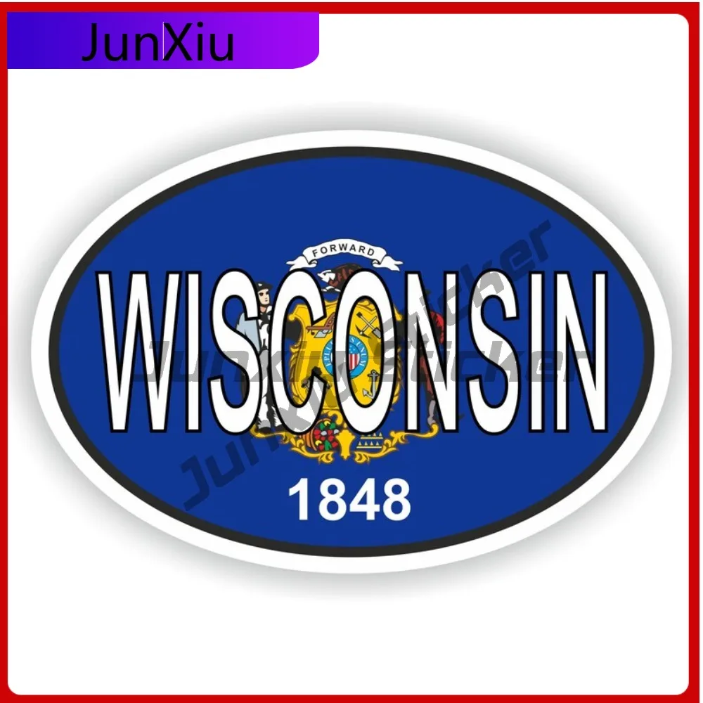 

WISCONSIN City Sticker with National Flag Badge Sticker Decorative Scratch Cover Personalized Stickers Motorcycle Camping Refit