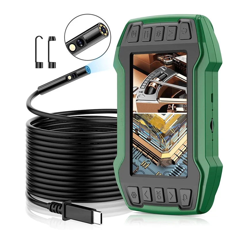 3.9mm /4.9mm Dual Lens Endoscope with 4.5" Screen Pipe Borescope Engine Video Sewer Snake Inspection Digital Scope Mini Camera