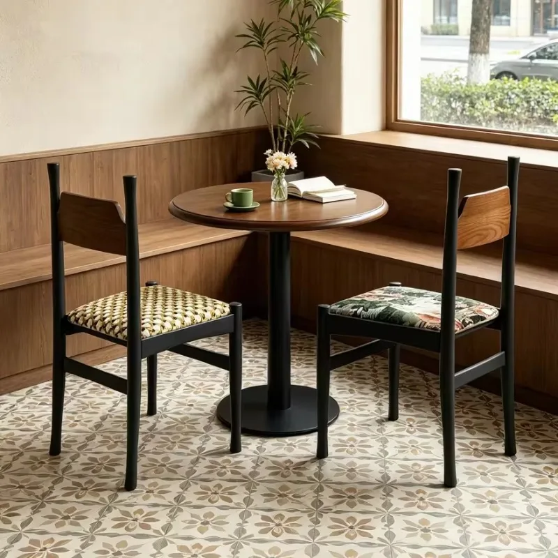French-style Retro-vintage Antique Solid-wood Tables Chairs Commercial Dining Set Cafs Bakeries Western Restaurants Chairs Table