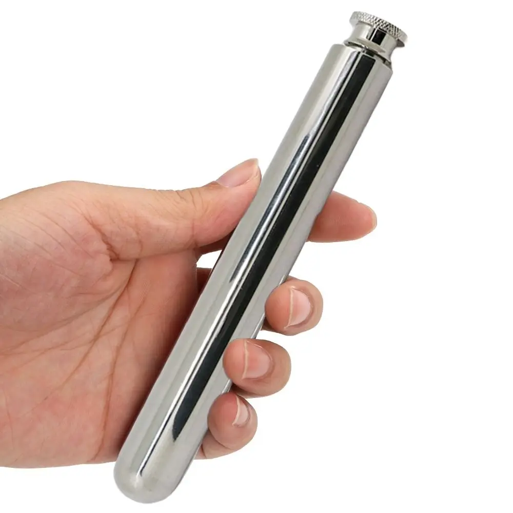 وعاء النبيذ الأنبوبي المحمول من الفولاذ المقاوم للصدأ 55 مللي 60 مللي قوارير الورك القابلة لإعادة الاستخدام زجاجة ويسكي النبيذ المعدنية في الهواء الطلق