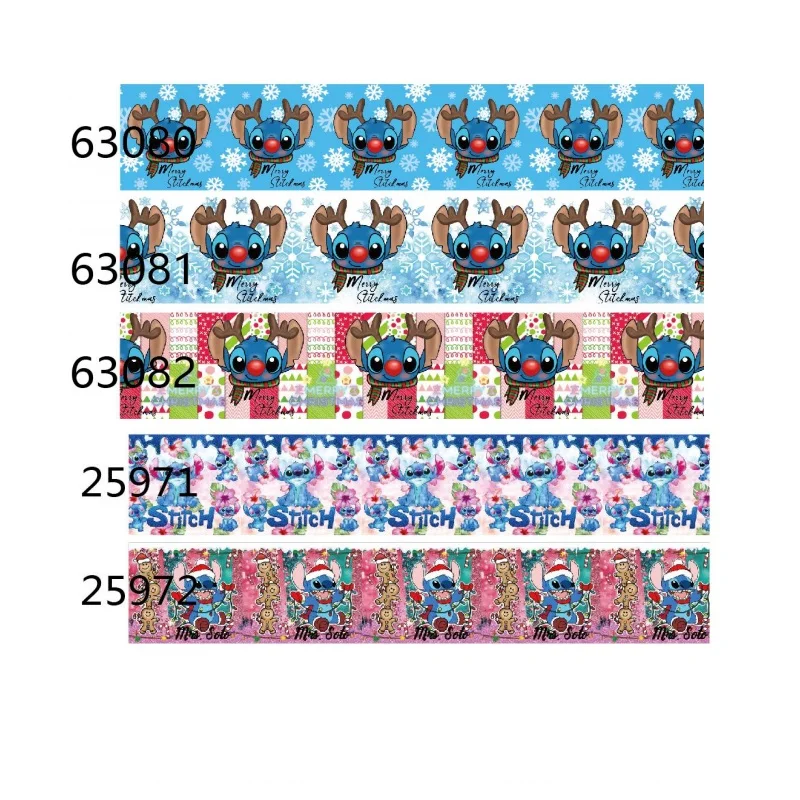 

10yards Disney Stitch Christmas Decoration Grosgrain Ribbon for Hairbows Sewing Accessories Craft Materials DIY