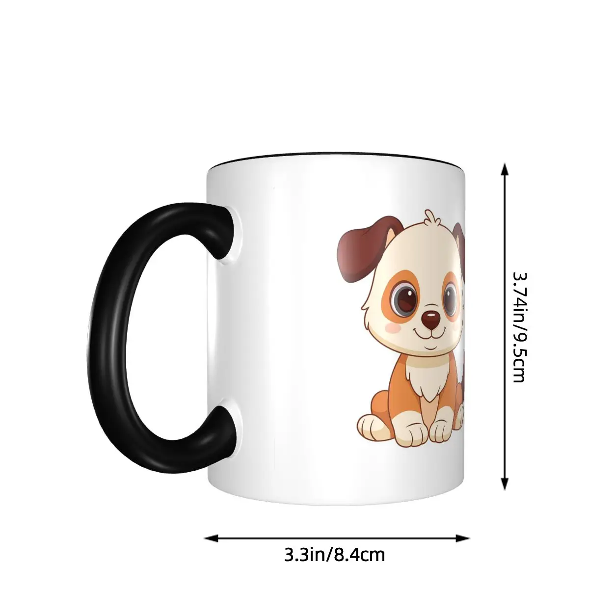 Cute Cartoon Puppy Sitting Smiling Mug Funny Ceramic Coffee Cups Tea Mugs Milk Cup Drinkware Gifts for Woman Man