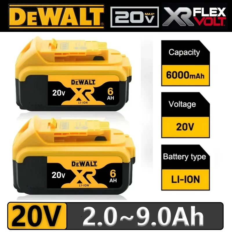 Genuine DEWALT Battery MAX 20V 6Ah 5Ah 2Ah 60V 9Ah Flexvolt battery For Dewalt rechargeable tool battery DCB184 DCB609 DCB206💎