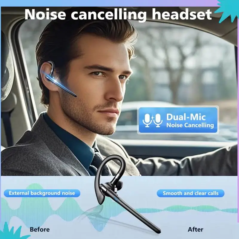 ABZW Dual Mic ENC Noise Cancelling Wireless Bluetooth 5.4 Headset Single Driving Kopfhörer Freisprech-Business-Kopfhörer