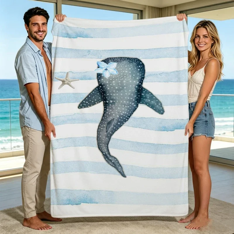 Cosmic Starry Whale Butterfly Moon Throw Blanket Patio Leisure Spot Guest Quarters Blanket Living Room Office Lounge Presents