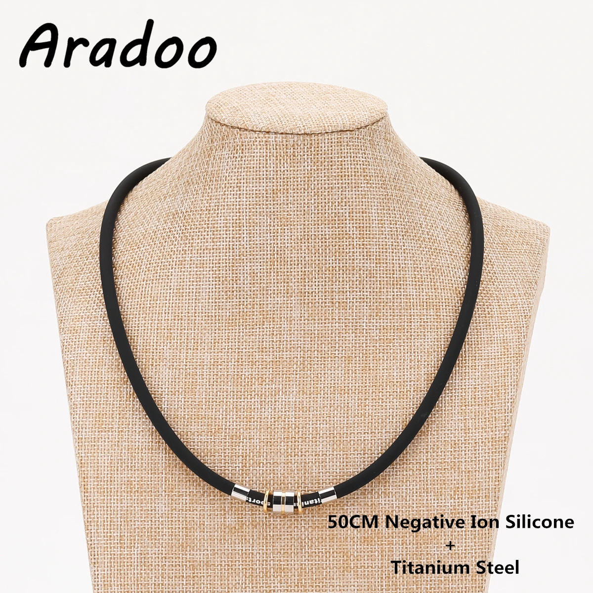 Silicone Anion Necklace Anti-radiation Health Titanium Steel Pendant Anti-fatigue Slimming Therapy Sport Collar