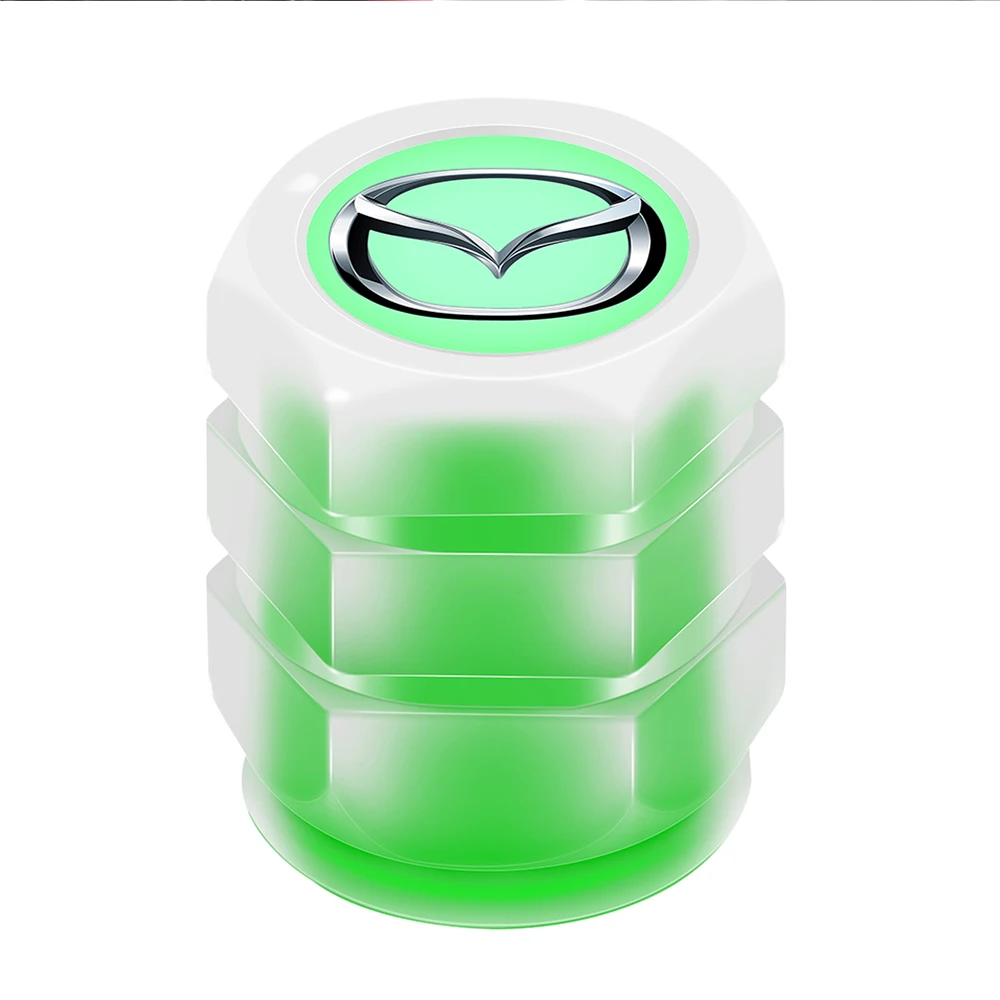 4pcs/set Fluorescent Green Car Wheel Tire Valve Caps Dust-proof Covers Decoration For mazda Axela Atenza CX-3 CX-5 Accessories