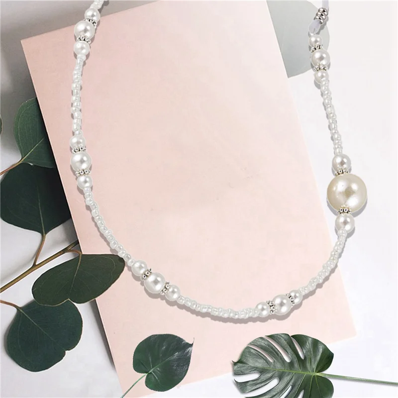 ASDS-3X نظارات شمسية مطرزة باللؤلؤ الأبيض، حامل سلك سلسلة نظارات القراءة