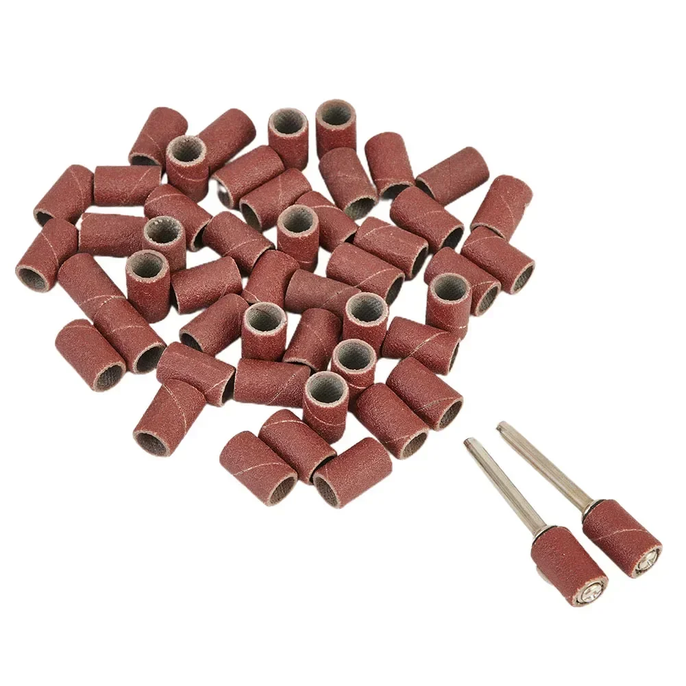 50pcs 320 Grit Drum Sanding Bands Sleeves+2pcs Mandrels Set Sanding Band For Electric Mini Angle Grinder Sanding Rotary Tool NEW