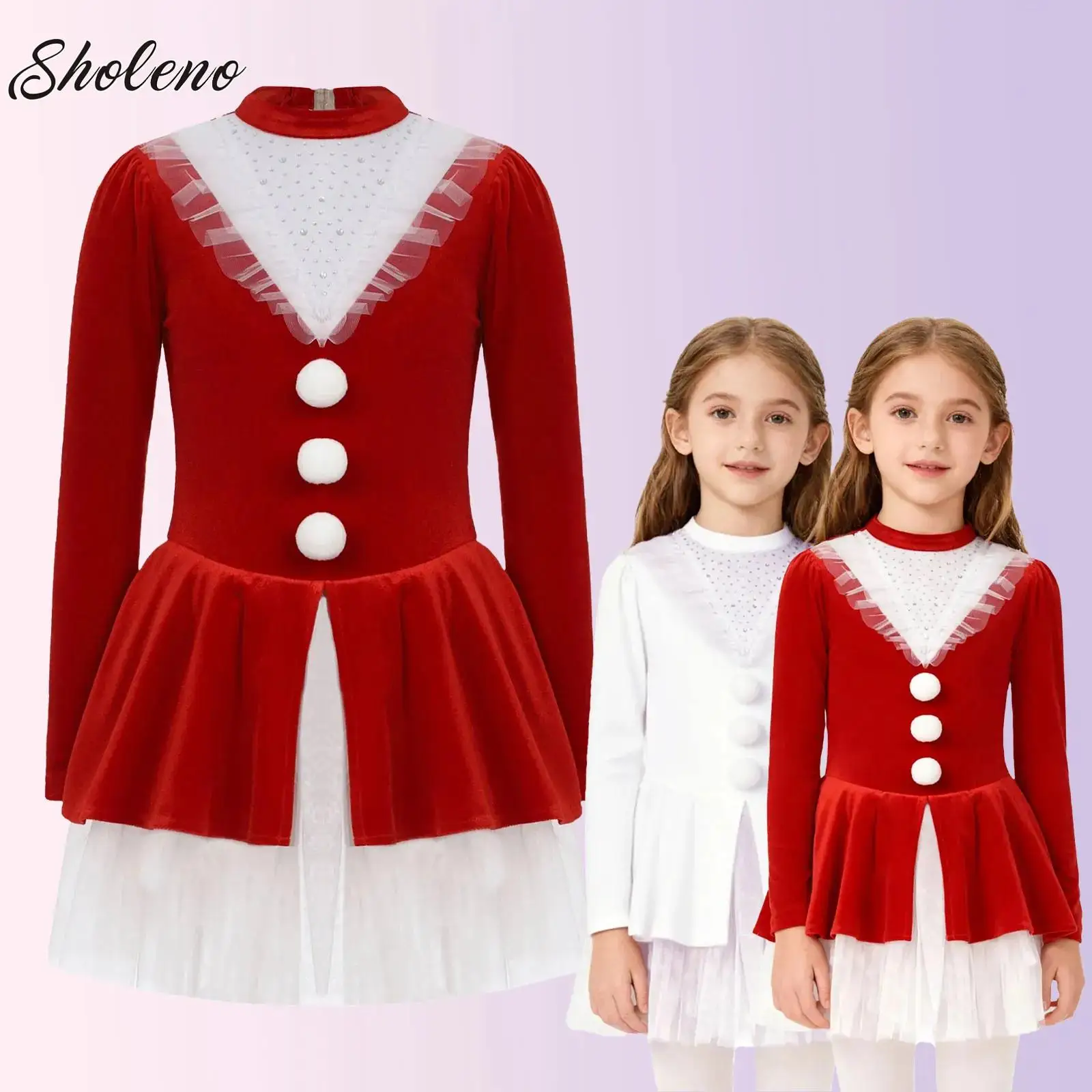 المراهقين سانتا كلوز تأثيري فستان الفتيات الباليه الرقص توتو فستان الراين كم طويل الشكل التزلج على الجليد شبكة توتو ازياء #1