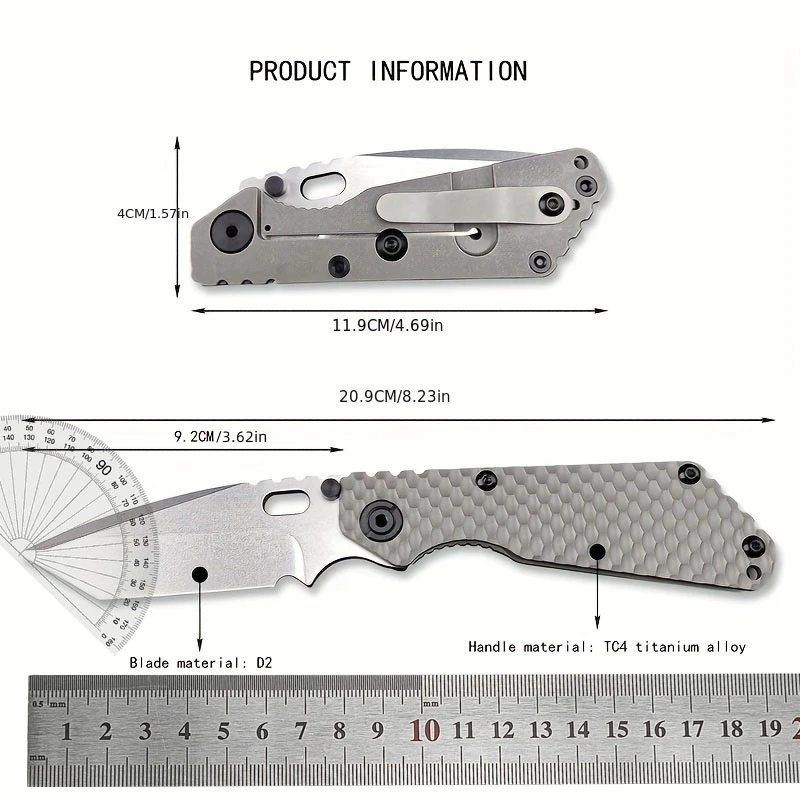 Многофункциональный складной карманный нож D2, лезвие TC4, ручка из титанового сплава, прочные универсальные ножи высокой твердости для выживания на открытом воздухе