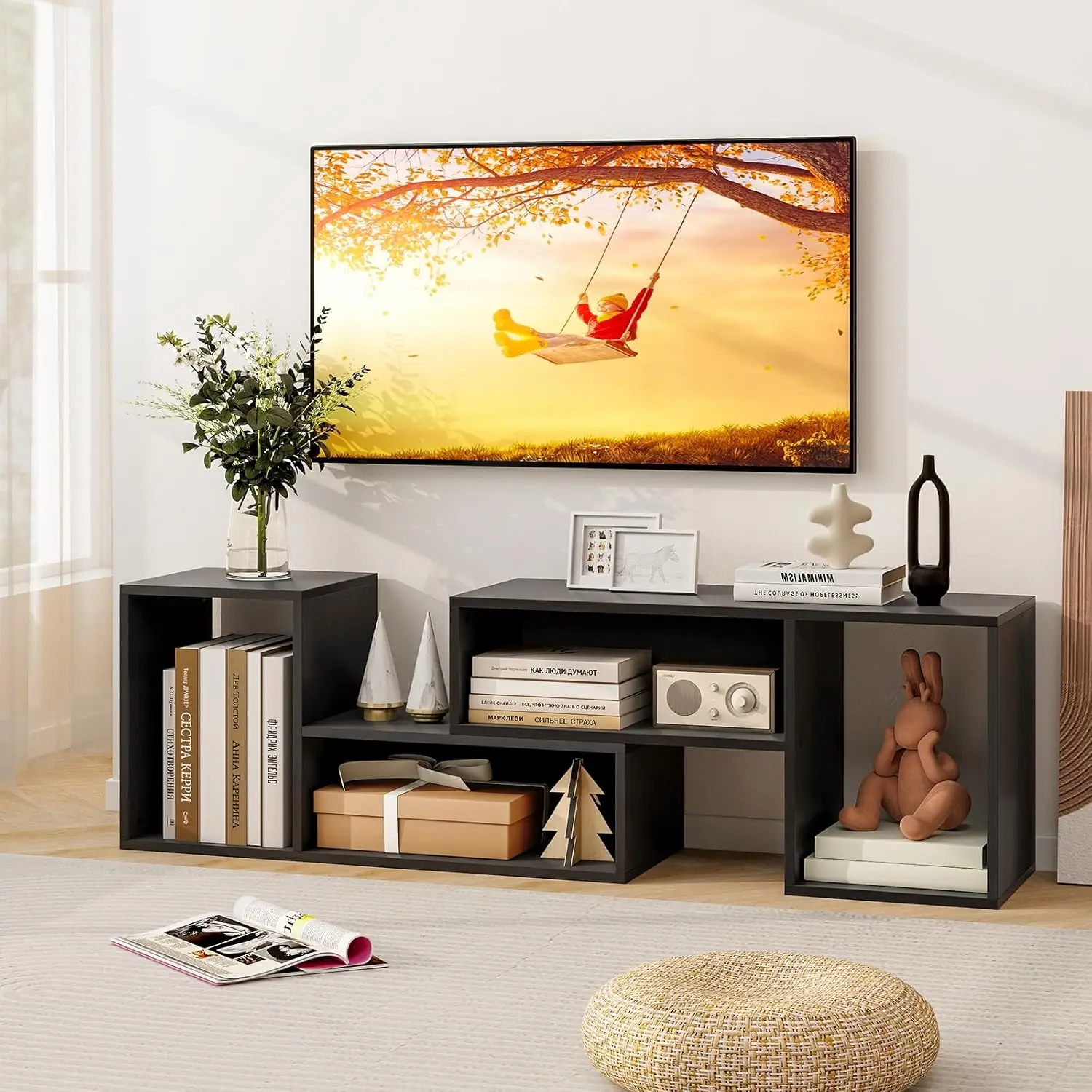 

Комплект из 2 L-образных тумб для телевизора, модульный развлекательный центр для телевизоров до 55 дюймов, современная медиаконсоль, на заказ