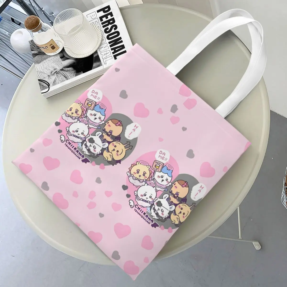 Cute Chiikawa Kawaii Cartoon Canvas Tote Handbag Hachiware Usagi Shoulder Bags Reusable Shopping Bags for Unisex