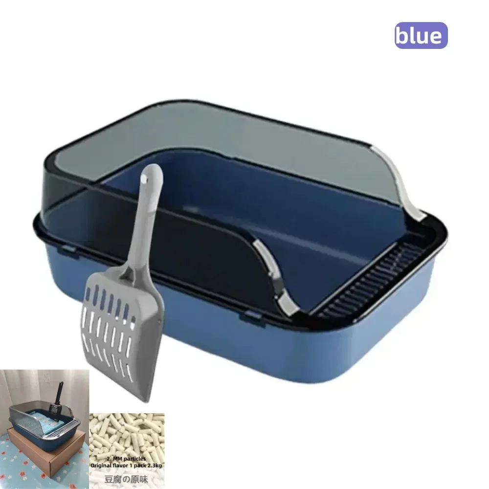 Cat Litter Box Set Large Fence Semi Enclosed Cat Litter Box Thickened Cat Toilet with Cat Litter Scoop Pet Supplies Cat Litter image 5