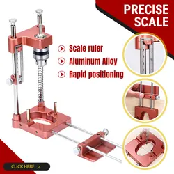 Localizador de taladro de carpintería de aleación de aluminio con escala, posicionador preciso, guía de taladro, espiga, plantilla, perforadora, herramienta para el hogar DIY