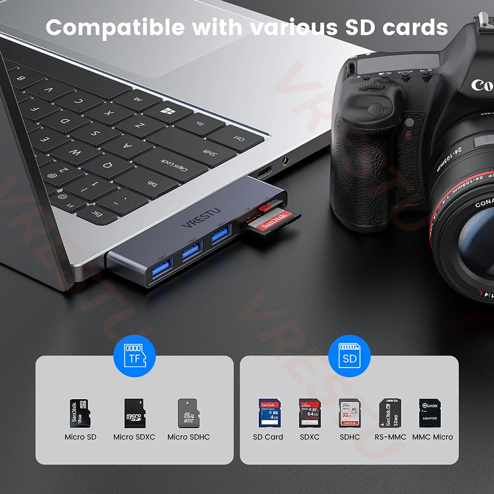 고속 USB 3.0 OTG 분배기 카드 리더기, SD TF 포트가 있는 멀티포트, 컴퓨터 액세서리, USB 마이크로 SD 어댑터, 5 in 1 USB 허브