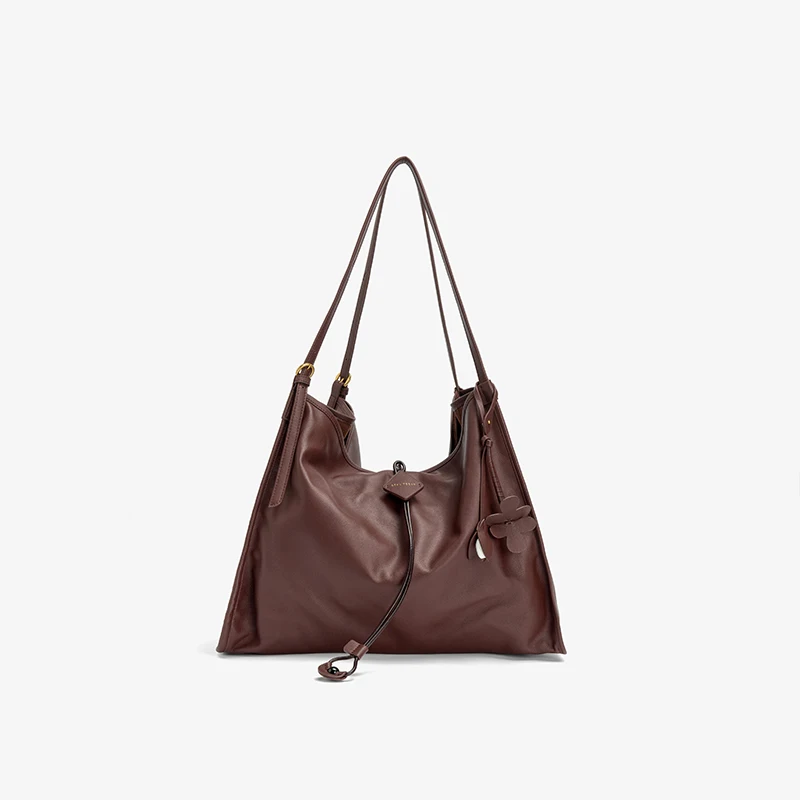 BEAUTODAY Shoulder Bags Women Genuine Cow Leather Solid Handbags Large Capacity Ladies Business Bags Handmade 62208