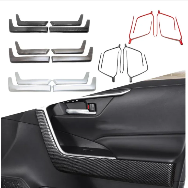 

Car Interior Door Handle Armrest Covers For Toyota Rav4 2019 -2023Decoration Inner Handrail Stick Trim 4PCs