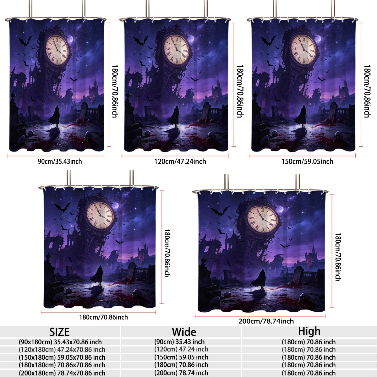 Dark Fantasy Gothic Ruins Big Clock Bat Moon Starry Pattern Bath curtain Cozy Plush Bedspread Portable Travel Blanket