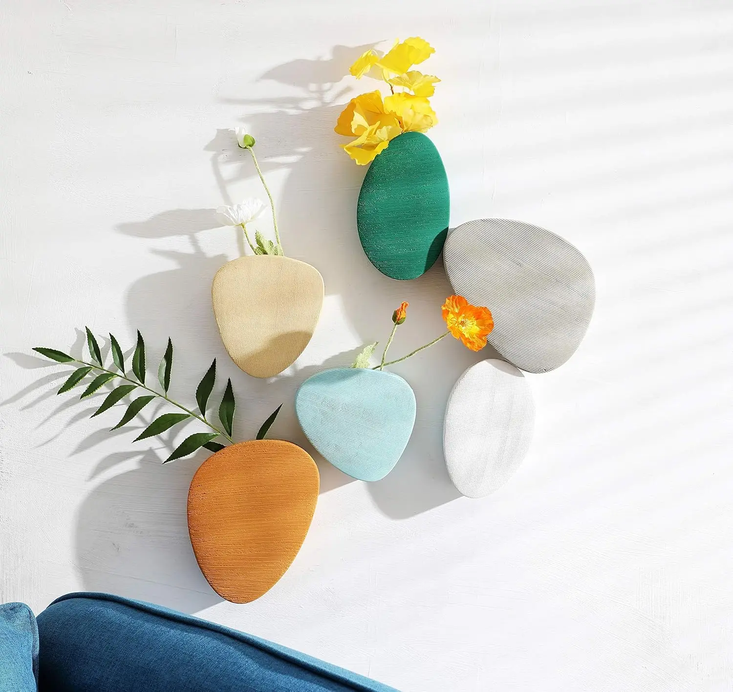 

6 Pcs Wall Succulent Planters, Ceramic Wall Mount Planter Holder, Decorative Hanging Plant Pots Flower Vase for Indoor,