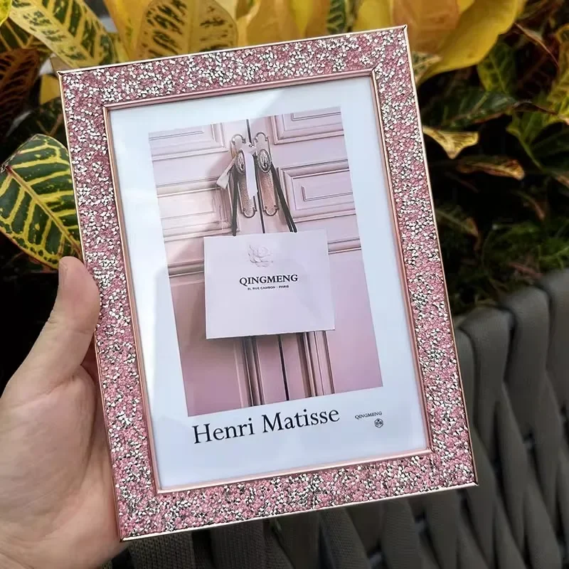 Fashion 6/7inches rose golden Metal Picture Frames Living room frame aesthetic decoration accessories for home tabletop decor