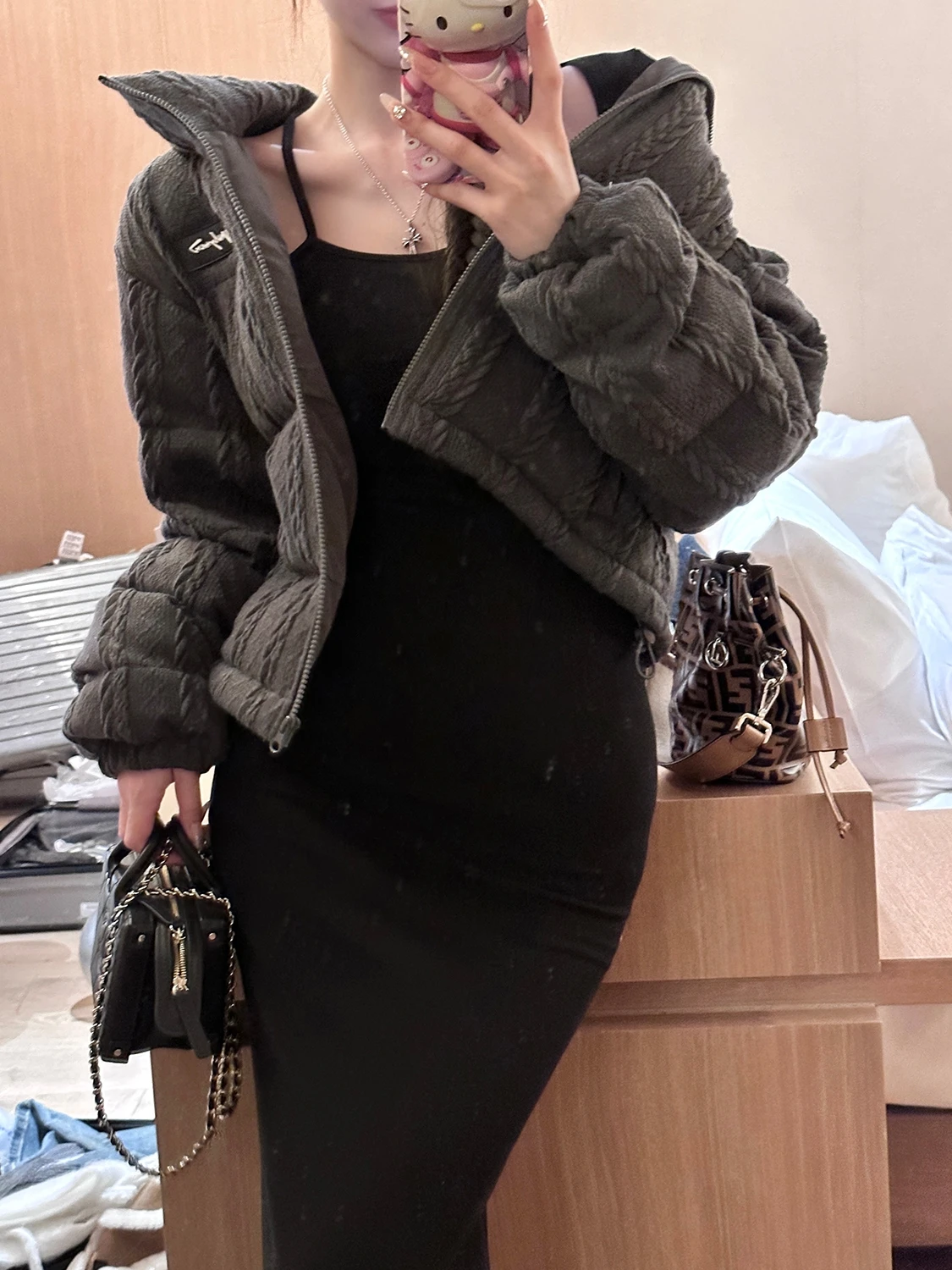 

JMOP Spring Autumn ort Women's down Jaet 90 White Du Feather Twisted Design Thiened Long Sve Regular Fit