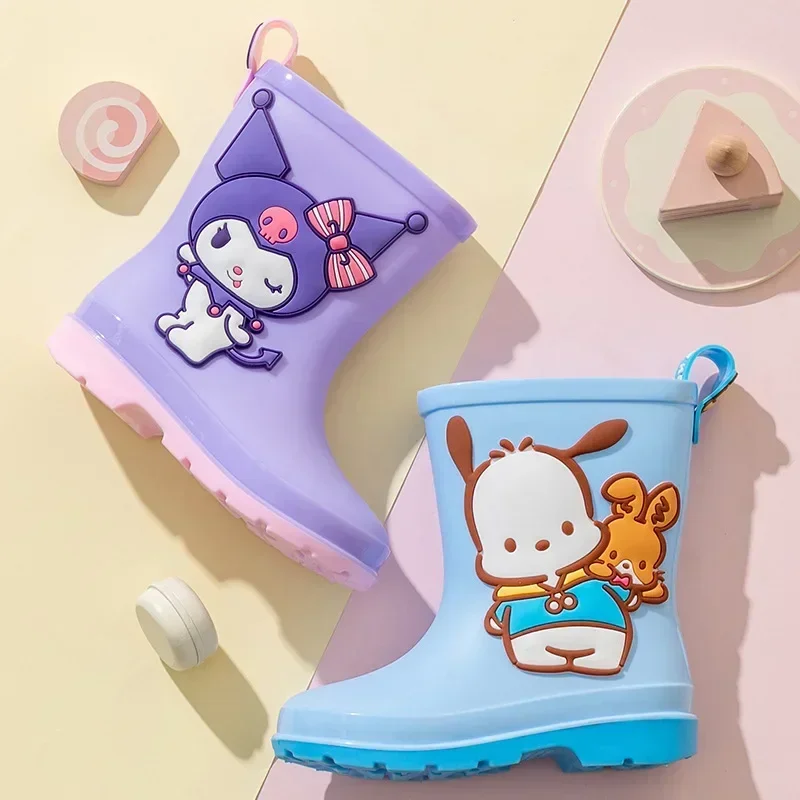 Summer Kawaii Sanrio Anime My Melody Kawaii Children Rain Boots Cute Cinnamoroll Kuromi Cartoon Waterproof Shoes Gifts for Kids