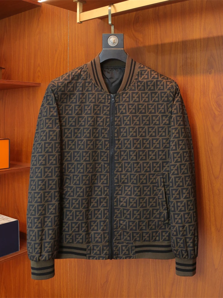 

Мужская куртка Slim Fit с бейсбольным воротником, легкая, повседневная, с принтом, из полиэстера, весенняя, модная, городская верхняя одежда, дышащая