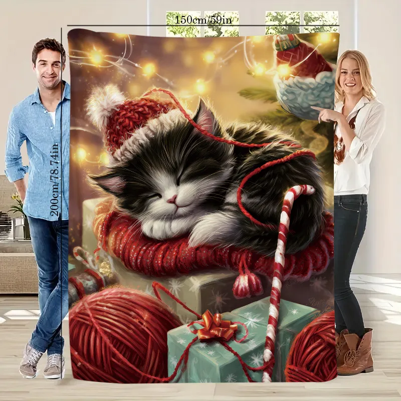 

Рождественское одеяло с санами корги — праздничный плед с 2D плоским принтом