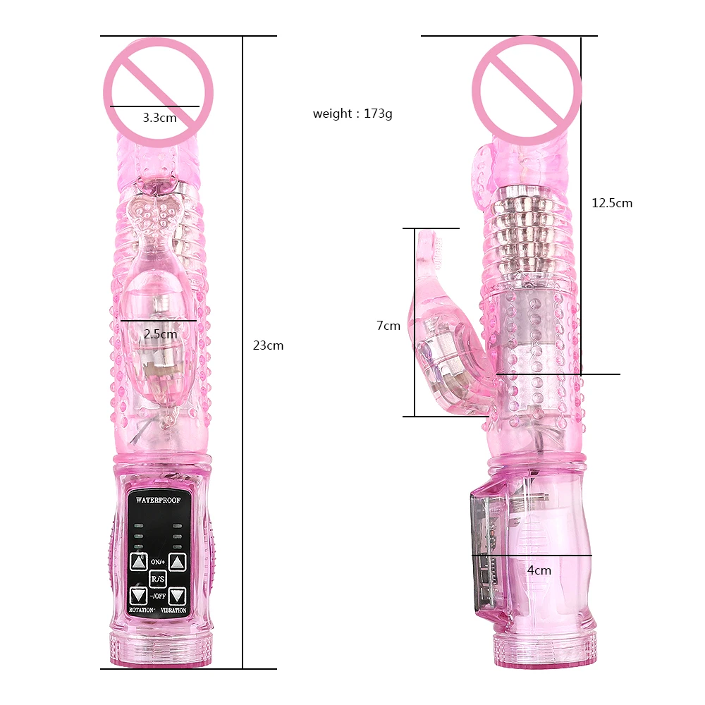 Dildo Rabbit Vibrator Masturbator G Spot 12 Speeds Vibration Dual Motor Massager Clitoris Rotation Stimulator Female Sex Toy