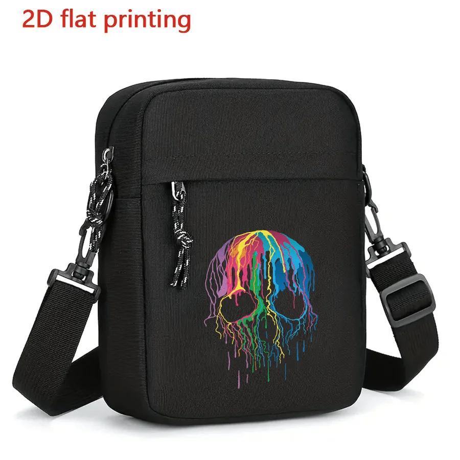 New Men Women Calacas Gothic Skull Print Mobile Phone Bag Funny Skeleton Small Crossbody Bags Unisex Shoulder Purses and Handbag