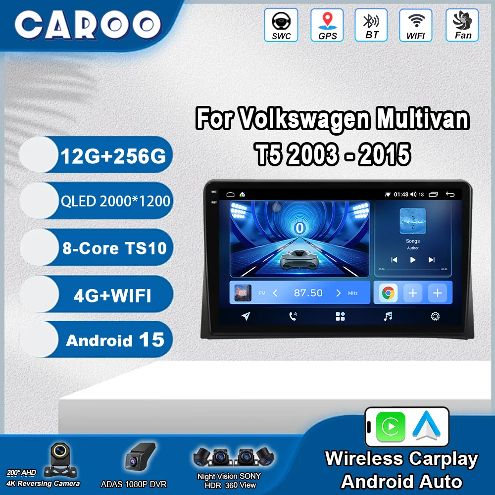 

Android 15 Carplay For Volkswagen Multivan T5 2003 2004 -2015 Auto Radio Multimedia Video Player Navigation Stereo GPS Head Unit