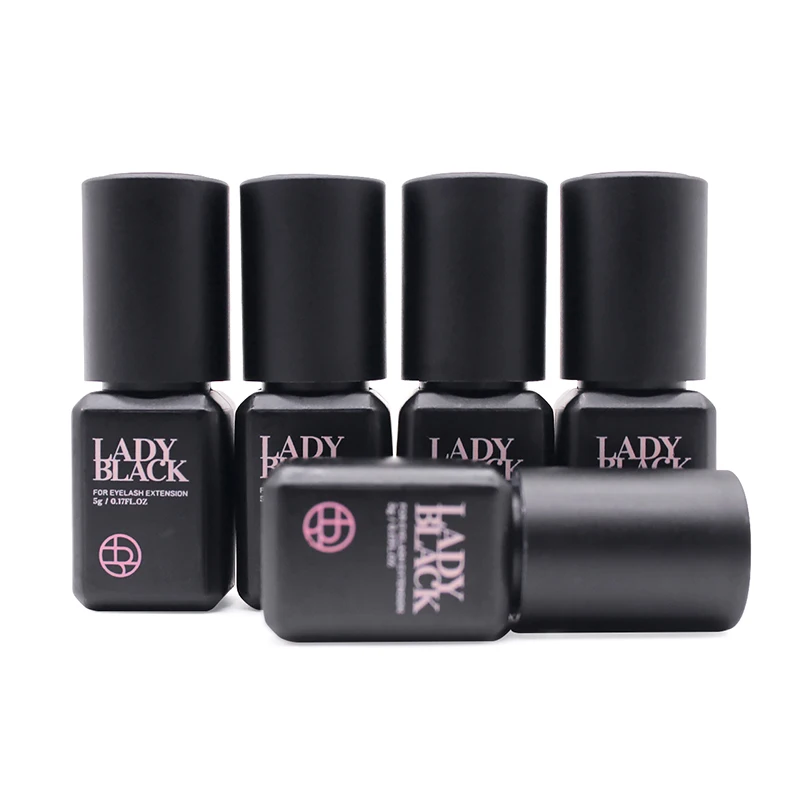 5 Bottles Korea Lady Black Glue for Eyelash Extensions Low Irritation 5ml Original False Lash Glue Makeup Tools Beauty Shop