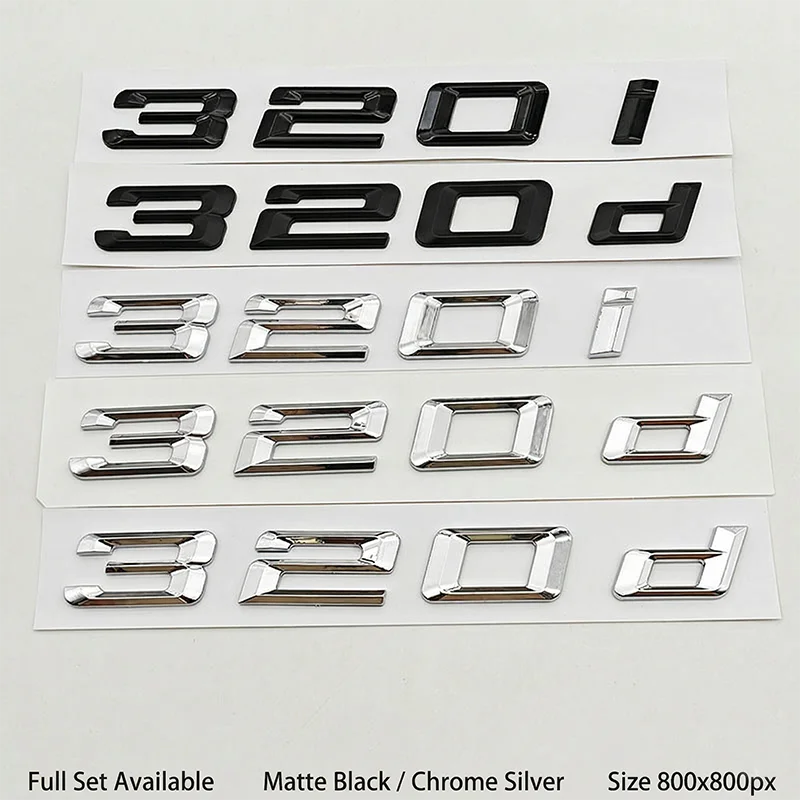 

Car Letters Badge 320i 320d Logo Emblem Replacement For BMW 3 Series Glossy Black Chrome Auto Tail Sticker Styling