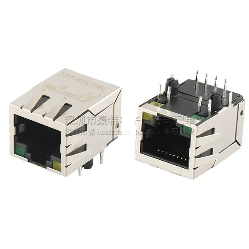 Conector de interfaz de red RJ45 original importado, nuevo, original, con luz y filtro, 10 piezas/13F-60LDNL