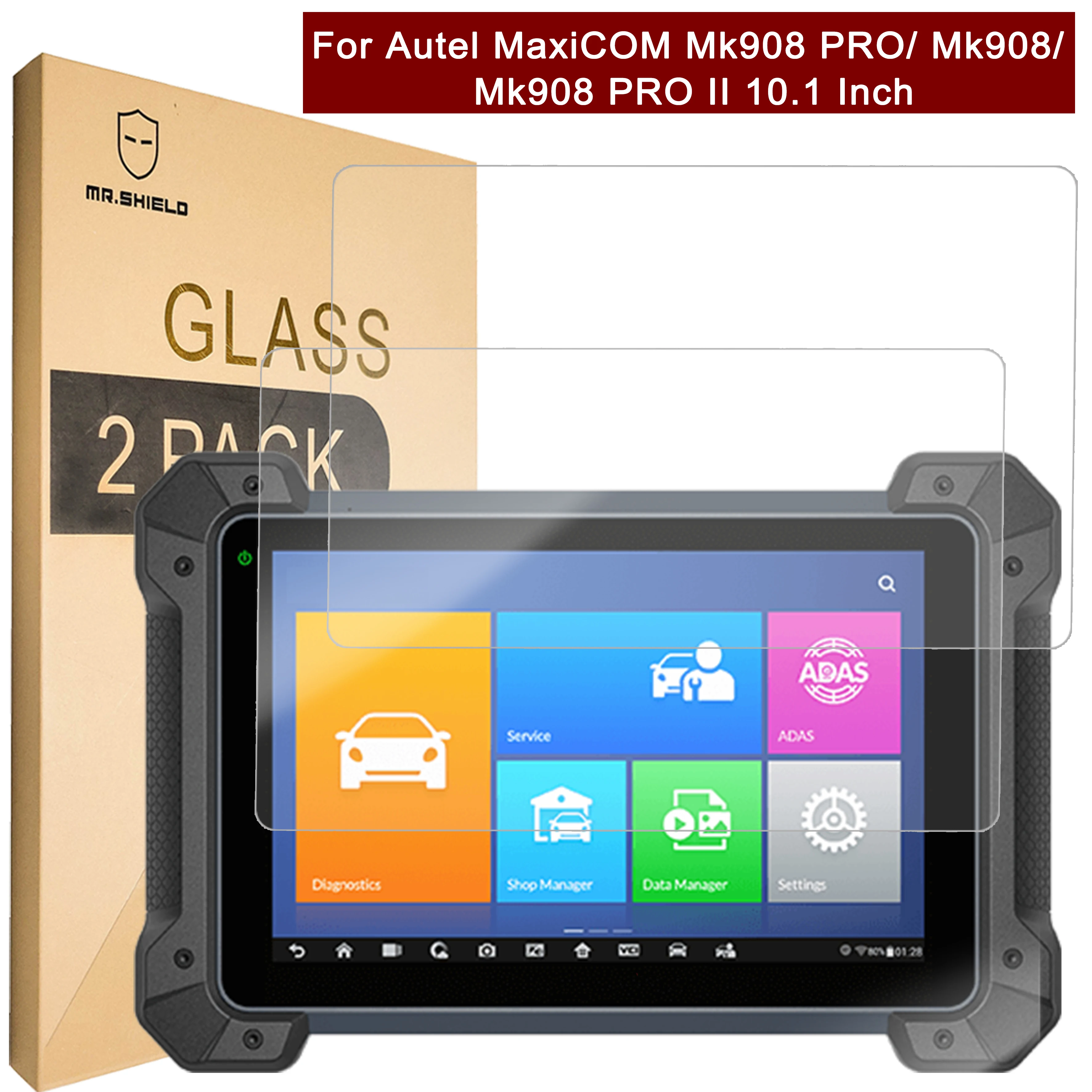 Mr.Shield [2-PACK] Screen Protector For Autel MaxiCOM Mk908 PRO/ Mk908/ Mk908 PRO II 10.1 Inch [Tempered Glass]