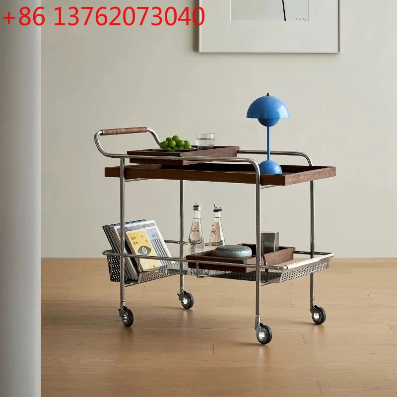 

Nordic black walnut mobile side few living room small tea table