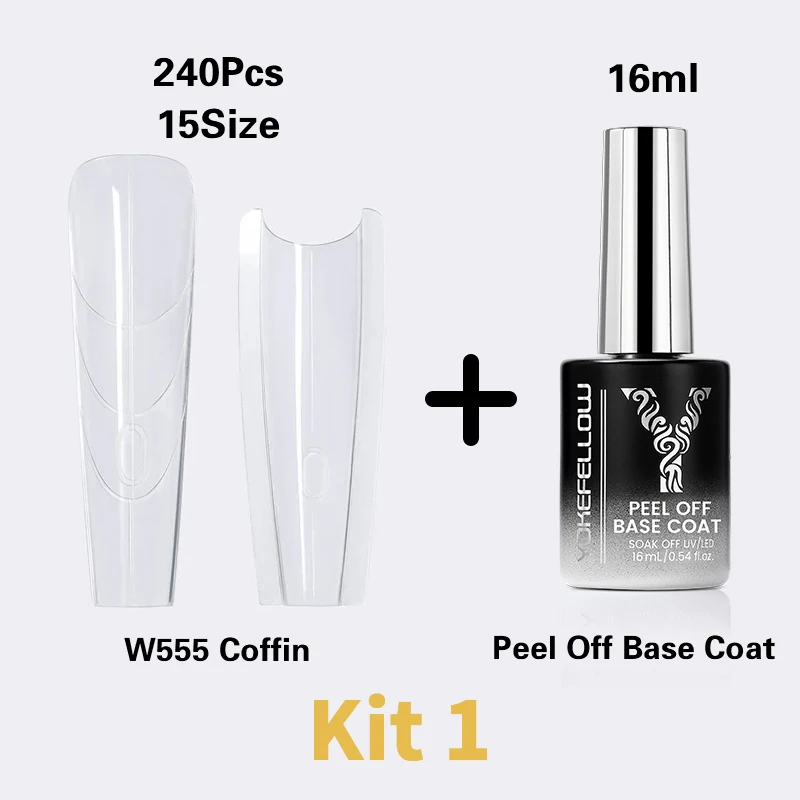 Original YOKEFELLOW Sandwich double formes d'ongles Kit 16ml décoller Base couche de finition lampe à ongles pour Extension d'ongles acrylique W557 W555