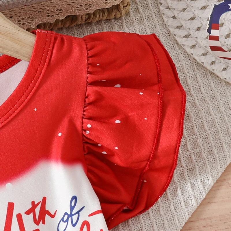 

Independence Day Toddler Girls Clothing Set with Patriotic Letter Print Top and Striped Stars Print Pants - 4th of July Outfit