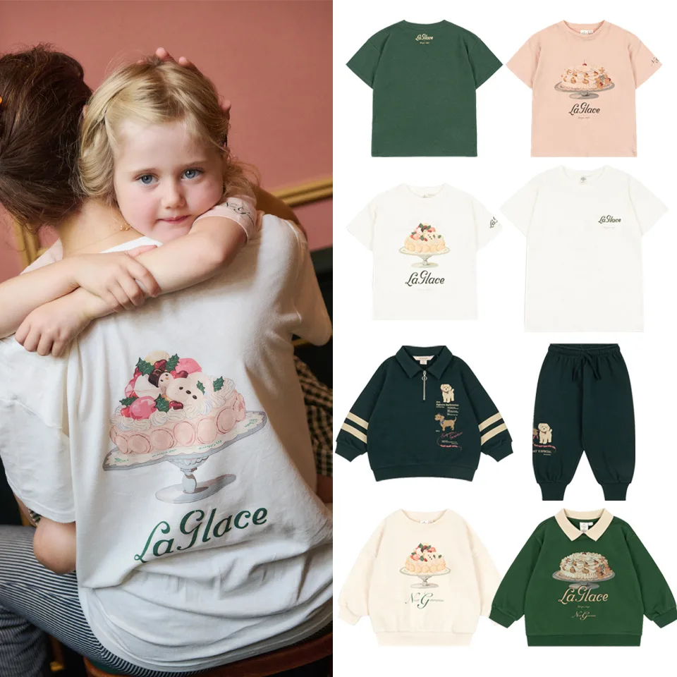

Kids' T-Shirt 2026 Spring/Summer New Arrival White Cartoon Fashion Boys' Girls' Short-Sleeve 100% Cotton Casual Sweatshirt Set