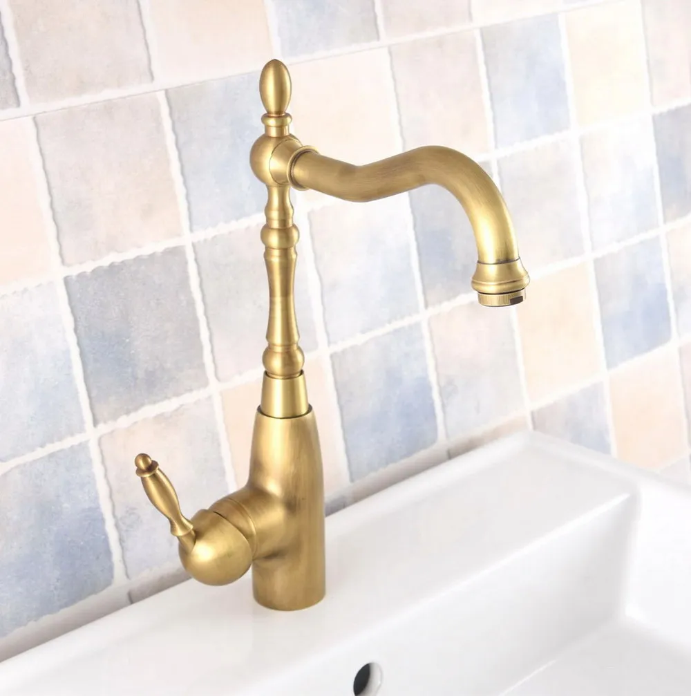 

Античный латунный смеситель для кухни, смеситель для раковины в ванной комнате, смеситель с одним отверстием, смеситель для раковины, водопроводные краны
