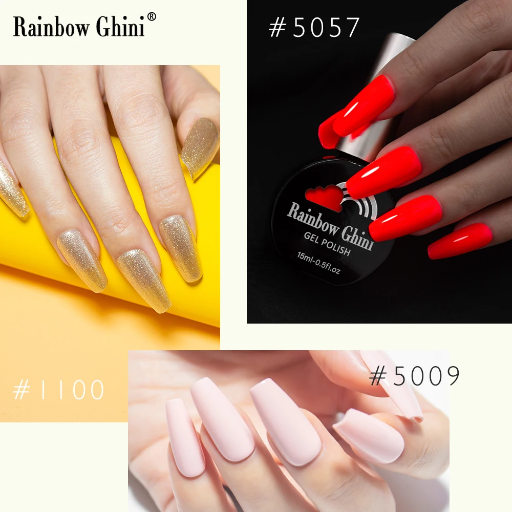 RG Gel Nail Polish 15ml Semi Permanent Varnish Supplies for Professionals Neon Manicure Top Base Coat UV LED Nail Gel Art 2023