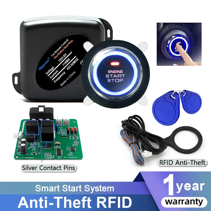 

Hippcron Remote Engine One Button Start Stop RFID Keyless Entry System Central Locking Alarm System Kit Anti-Theft