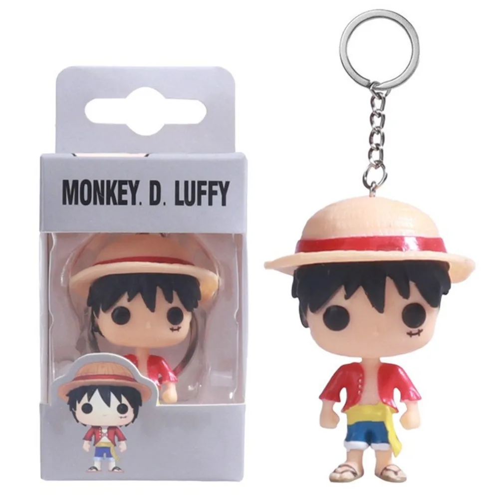 FUNKO Keychains One Piece Roronoa Zoro TonyTony Chopper Kwaii Compact Anime Doll Pendant Pocket Keychain Toy Gift for Children